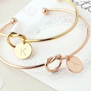 Letter 'Y' European Heart Knotted Silver Bracelet